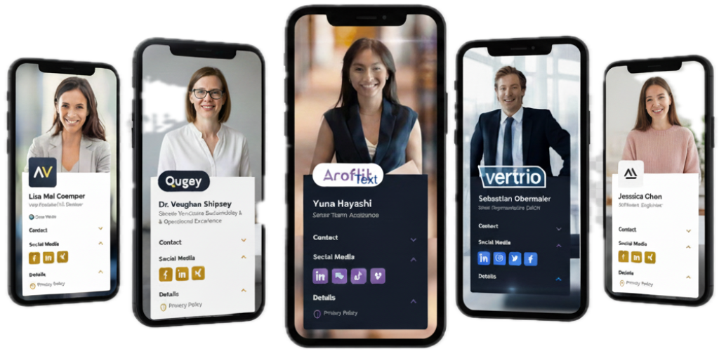 Overview of several digital business cards.
